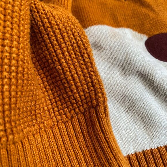 Cat & Jack 12M Fox Face Sweater with Ears Knit Textured Pull Over Unisex Orange - Picture 4 of 5